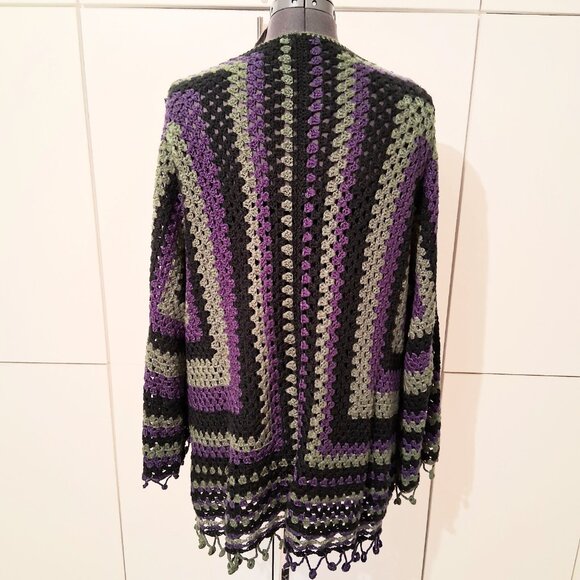 Granny Square Fringe Sweater XL - Picture 7 of 8